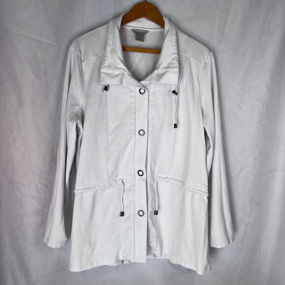 Multiples White Casual Rivet Button Front Drawstring Waist Jacket Size XL - Picture 8 of 8